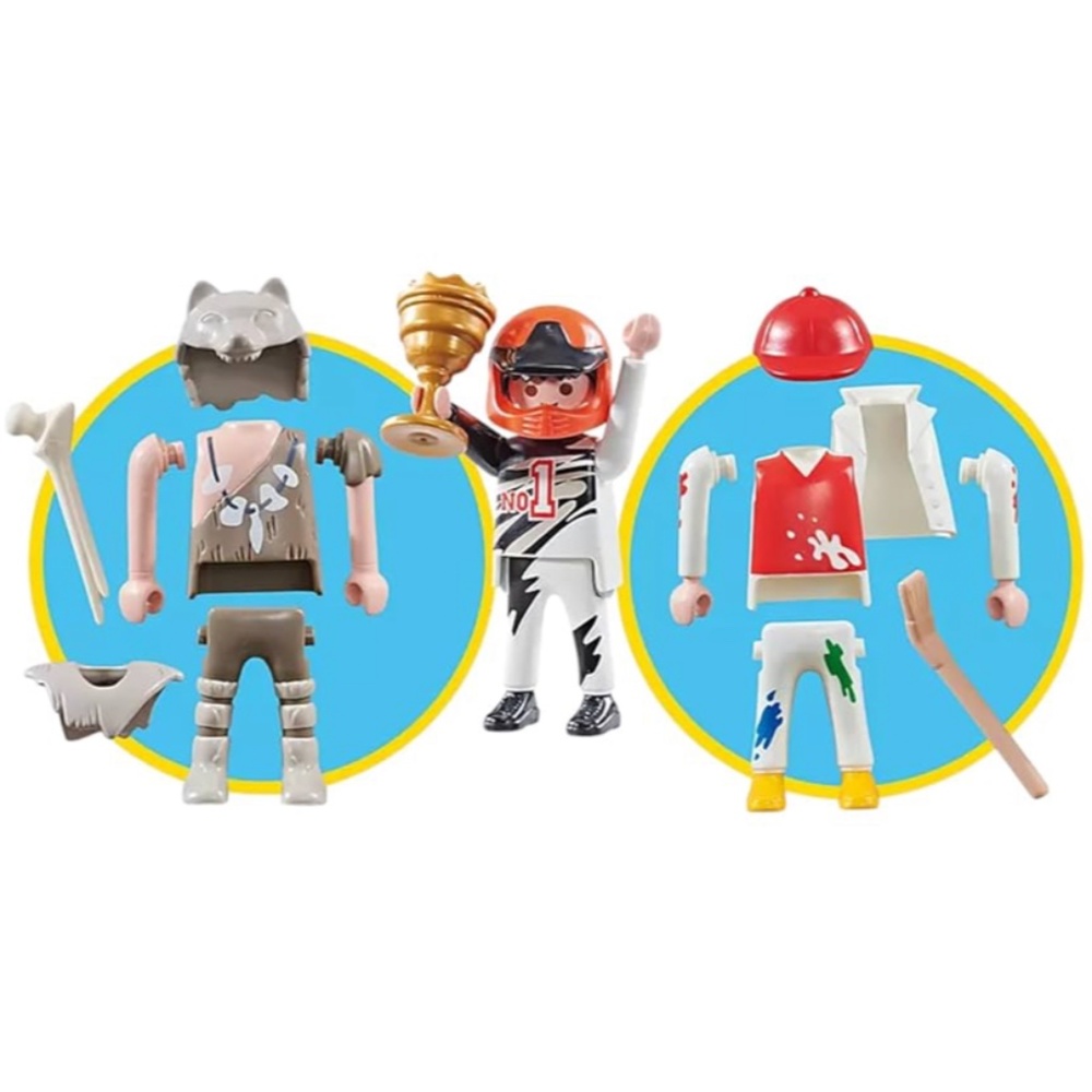 Playmobil 9854 Caveman, Painter, Formula 1 Driver.